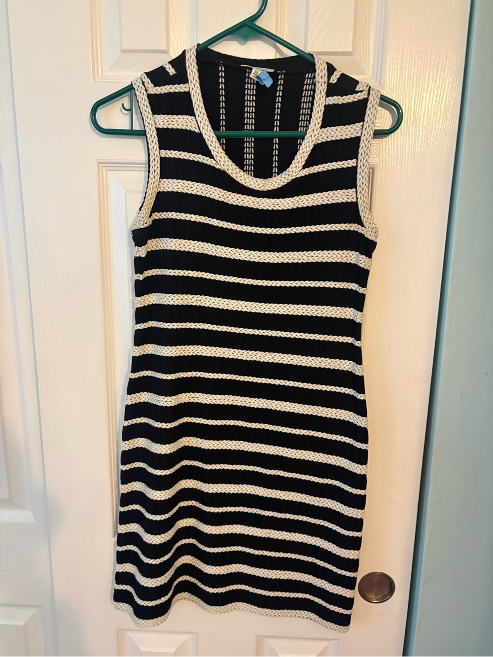 Max Studio Black & White Striped Knit Sleeveless Mini Dress